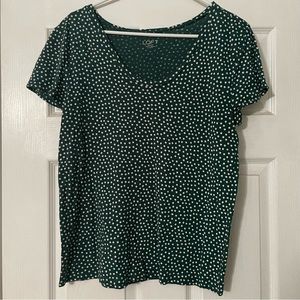 Loft short sleeved tee, green and white polka dot, size M